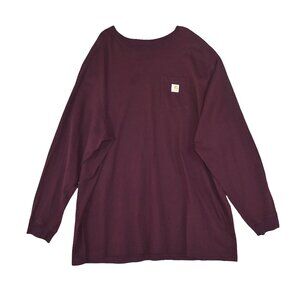Carhartt 4XLT Burgundy Pocket Tee Workwear Long Sleeve Loose Fit